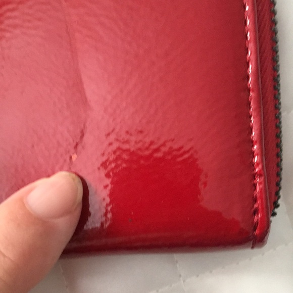 Kenneth Cole Red patent Leather Wallet Clutch 8” - Picture 8 of 9